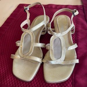 Gold leather Italian Sandals.  Made in Italy.